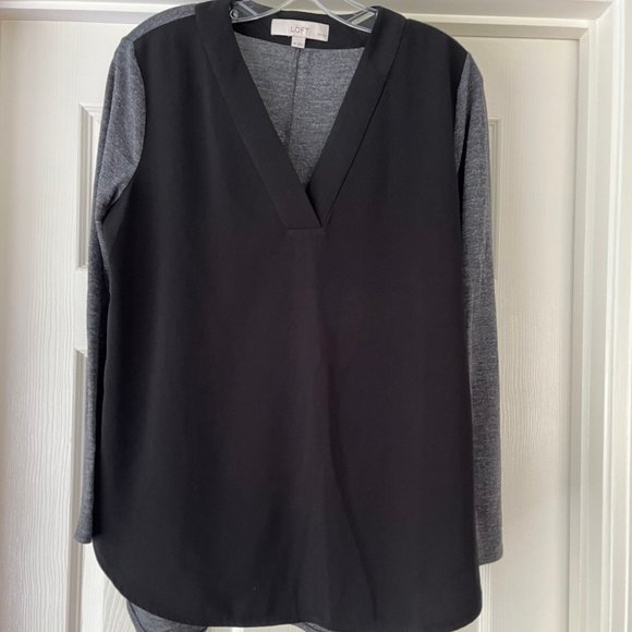 LOFT mixed material tunic top, MP - Picture 1 of 3